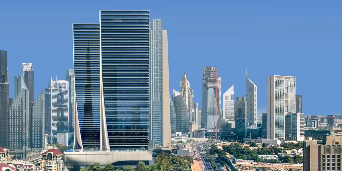 Akala's twin towers in the DIFC skyline, developer render